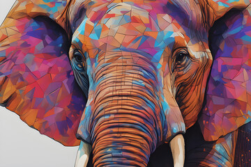 Elephants, faces, high definition, 4K, pixels, illustrations, animals, wild animals, fancy,generative ai