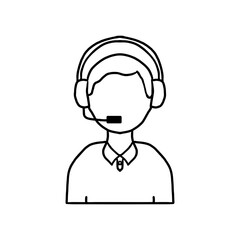 Customer Service , Customer Support , Call Center Worker Line Icon, Outline Vector Symbol Illustration