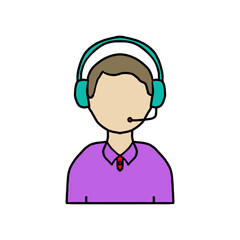 Customer Service , Customer Support , Call Center Worker Line Icon, Outline Vector Symbol Illustration