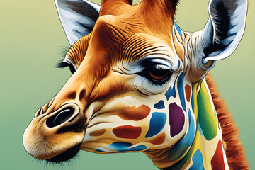 Beautiful and colorful giraffe painting with high definition and 4K quality,generative ai
