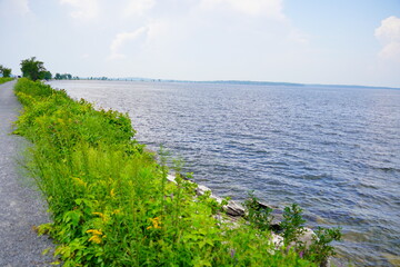 Landscape of Lake Champlain and island at Vermont, USA	