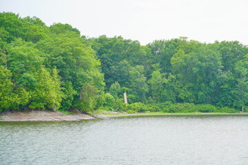Landscape of Lake Champlain and island at Vermont, USA	