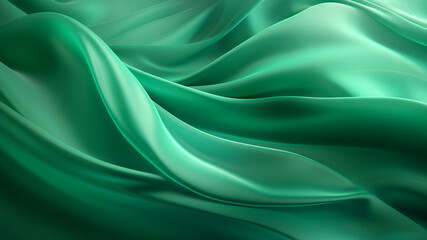 Elegance abstract soft focus wave glossy green fabric use for background