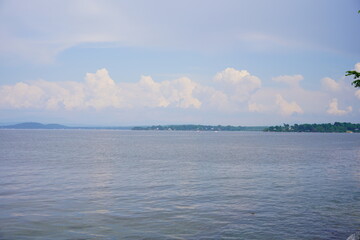 Landscape of Lake Champlain and island at Vermont, USA	