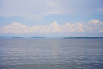 Landscape of Lake Champlain and island at Vermont, USA	