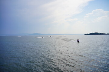 Obraz premium Landscape of Lake Champlain and island at Vermont, USA 