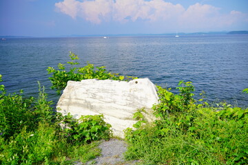 Landscape of Lake Champlain and island at Vermont, USA	