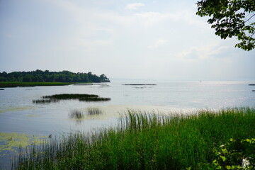Landscape of Lake Champlain and island at Vermont, USA	
