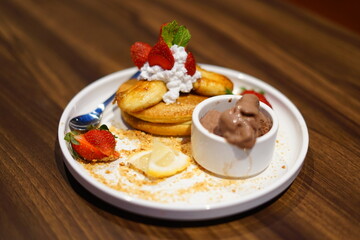 Cake and ice cream for dessert