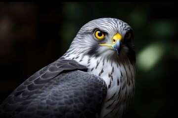 Obraz premium Eagle eye captured in close-up by a male Northern Harrier. Generative AI