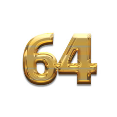Number 64 gold luxury, use birthday,age,anniversary