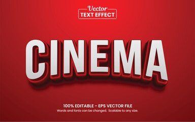 Red Movies Cinema text effect, Editable text effect	