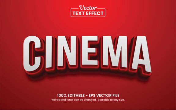 Red Movies Cinema text effect, Editable text effect	