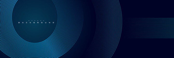 abstract dark background with glowing wavy blue lines - obrazy, fototapety, plakaty