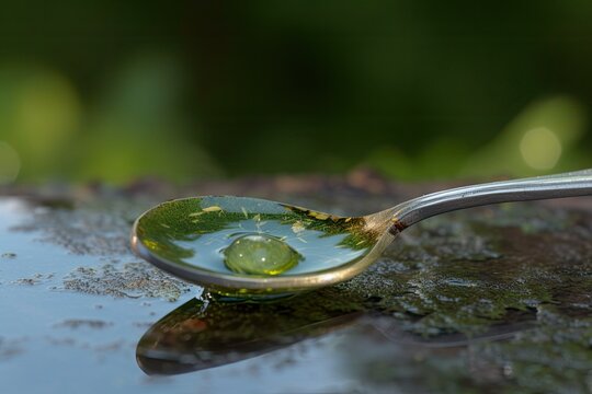 a tablespoon of unadulterated, pure olive oil. For clarification, enlarge or use macro. Generative AI