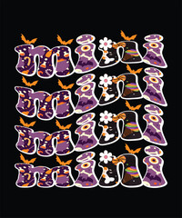 Retro groovy cute boo Halloween design, spooky season