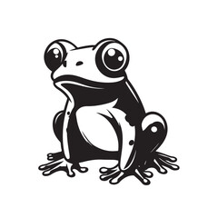 A frog sits on a white background, simple flat outline