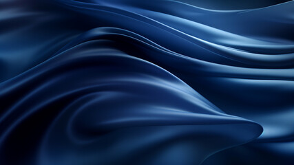 Fototapeta premium Elegance abstract soft focus wave glossy dark blue fabric use for background