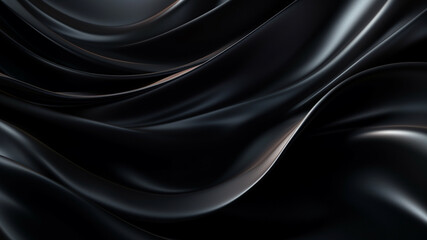 Elegance abstract soft focus wave glossy Black fabric use for background