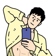 cute man cartoon on white background