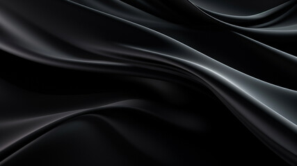 Elegance abstract soft focus wave glossy Black fabric use for background