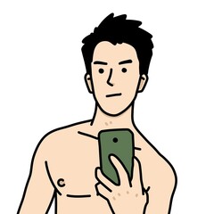 cute man cartoon on white background