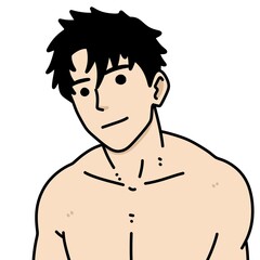 cute man cartoon on white background