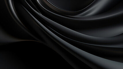 Elegance abstract soft focus wave glossy Black fabric use for background