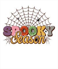 Retro groovy cute boo Halloween design, spooky season