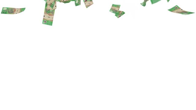 3D animation of 100 Australian dollar notes Falling On blue screen. You can key out (remove) the background and replace with a custom one
