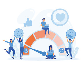 Customer Satisfaction Meter with Emotions Icons. Consumer Online report. User Experience, flat vector modern illustration