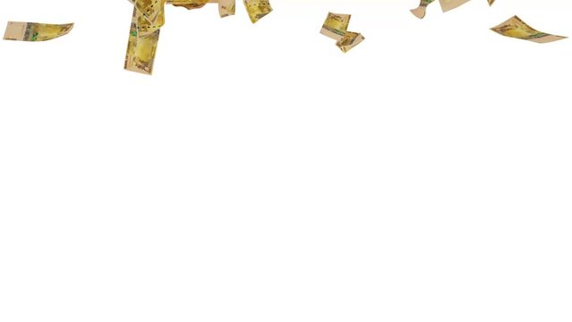 3D animation of 50000 Ugandan shilling notes Falling On blue screen. You can key out (remove) the background and replace with a custom one
