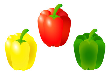 Red, yellow and green peppers add color to the dish.