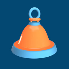 3D icon desk bell rendered isolated on the colored background