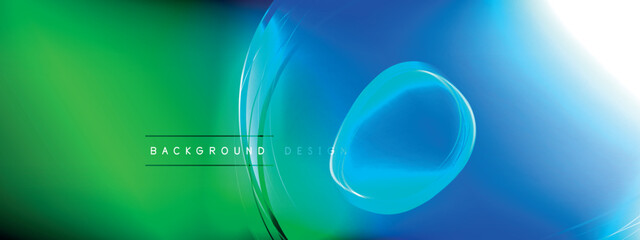Vector abstract background - liquid transparent bubble shapes on fluid gradient with shadows and light effects