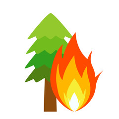 Icon of a forest fire in which trees catch fire and spread one after another.	
