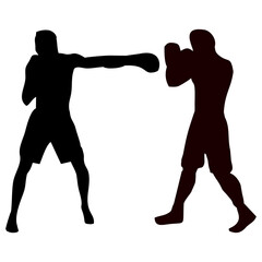 Obraz premium silhouettes of fights with martial arts and fists