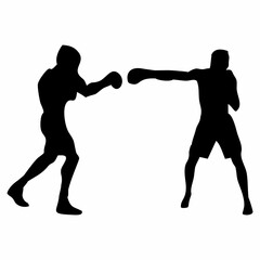 silhouettes of fights with martial arts and fists