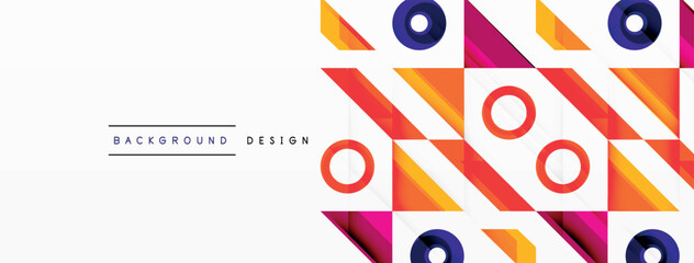 Colorful triangles and circles abstract background. Design for wallpaper, banner, background, landing page, wall art, invitation, prints, posters