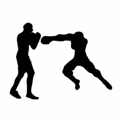 silhouettes of fights with martial arts and fists