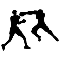 silhouettes of fights with martial arts and fists