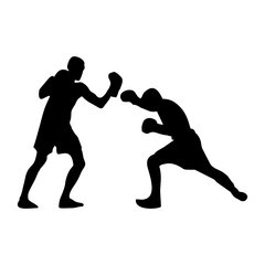 silhouettes of fights with martial arts and fists