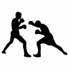 silhouettes of fights with martial arts and fists