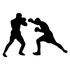 silhouettes of fights with martial arts and fists