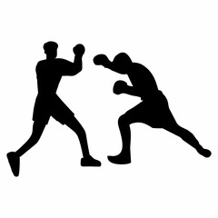 silhouettes of fights with martial arts and fists