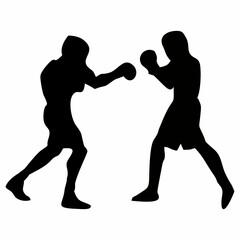 silhouettes of fights with martial arts and fists
