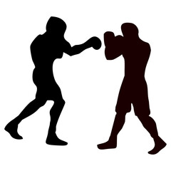Obraz premium silhouettes of fights with martial arts and fists