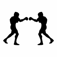 silhouettes of fights with martial arts and fists