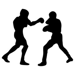 silhouettes of fights with martial arts and fists