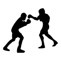 Obraz premium silhouettes of fights with martial arts and fists